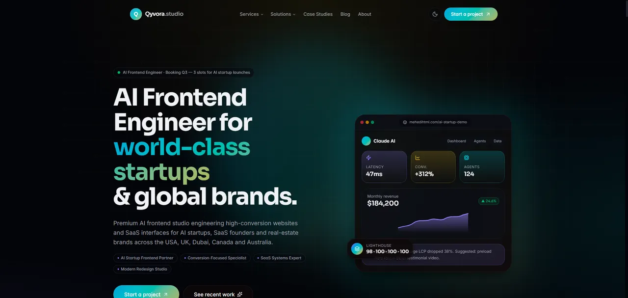 Screenshot of Qyvora — Premium Web Agency Website