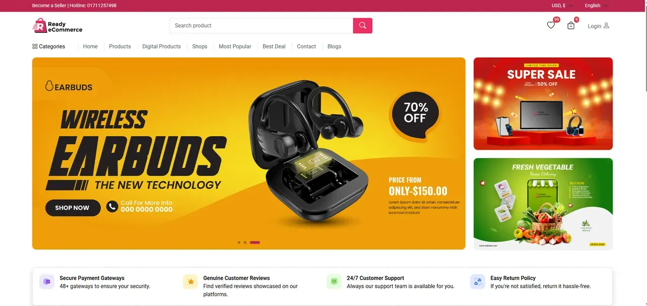 Screenshot of ReadyEcommerce — Multi-Vendor Marketplace Frontend