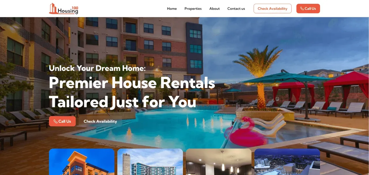 Screenshot of Housing100 — Real Estate Listing Platform