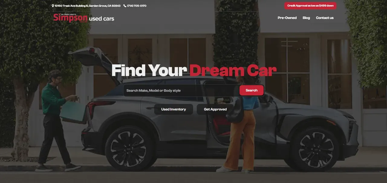 Screenshot of Simpson Used Cars — Dealer Inventory Website
