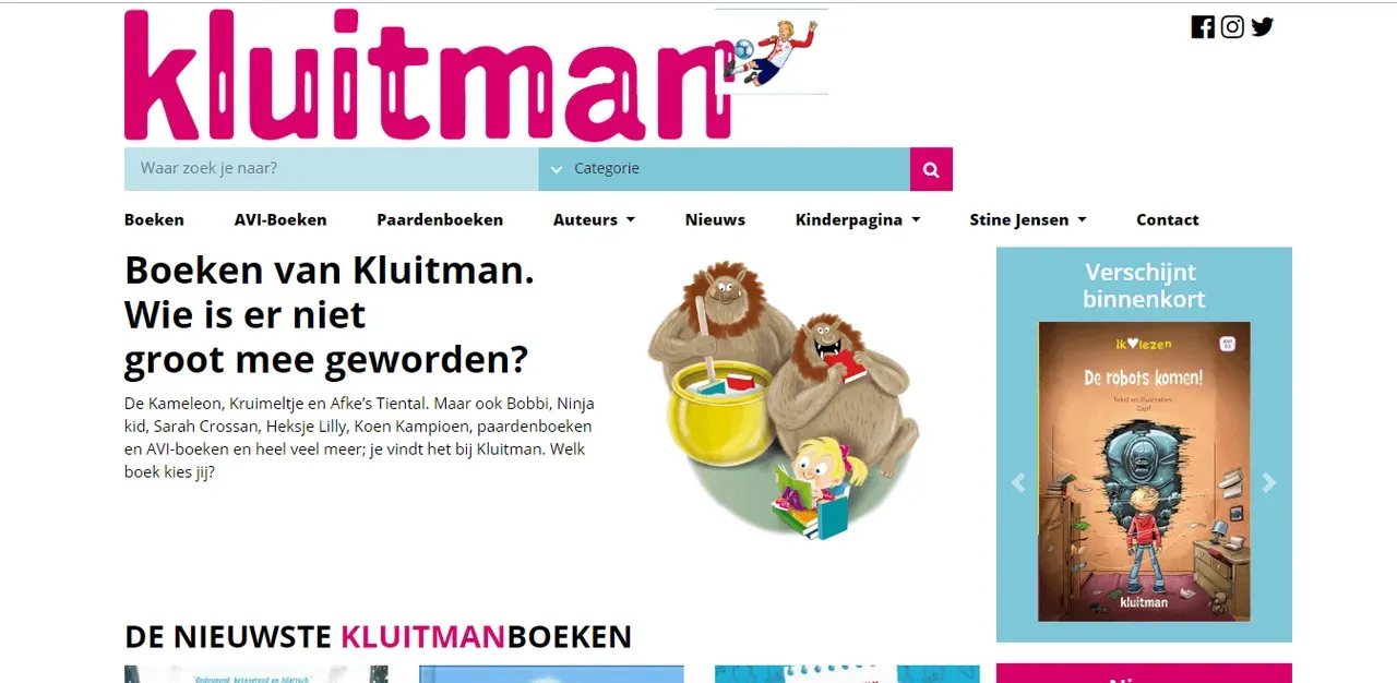 Screenshot of Kluitman — Dutch Book Publisher Website